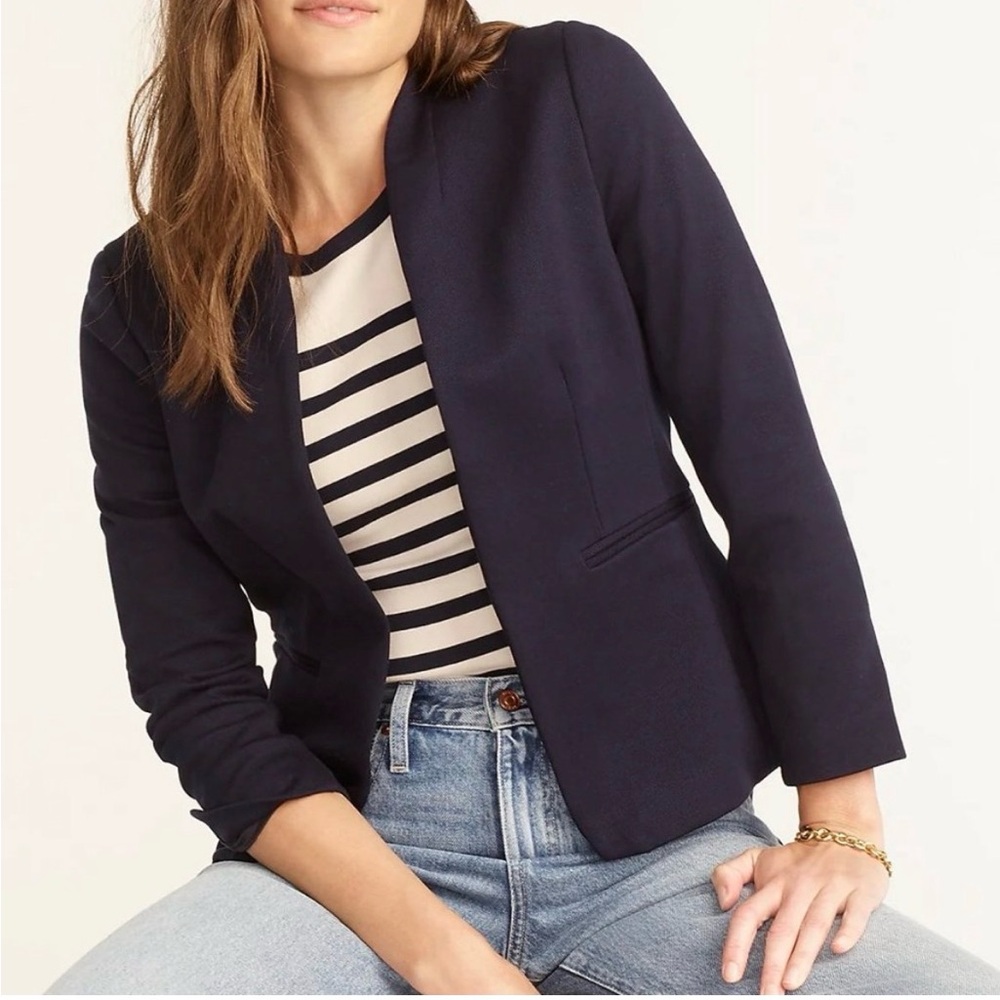 J. Crew Going-out Blazer Stretch Twill Navy Office Minimalist Quiet Luxury sz M
